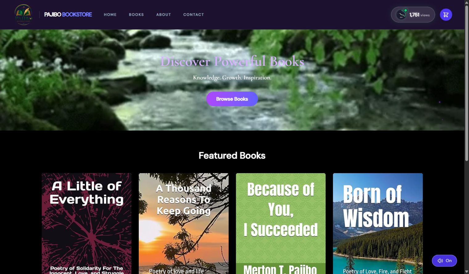 Pajibo Bookstore live storefront homepage